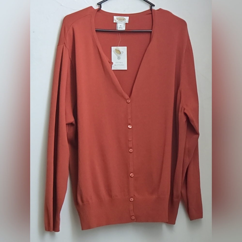 Talbots Womens Long Sleeve Button Front Stretchy Sweater 2X NWT